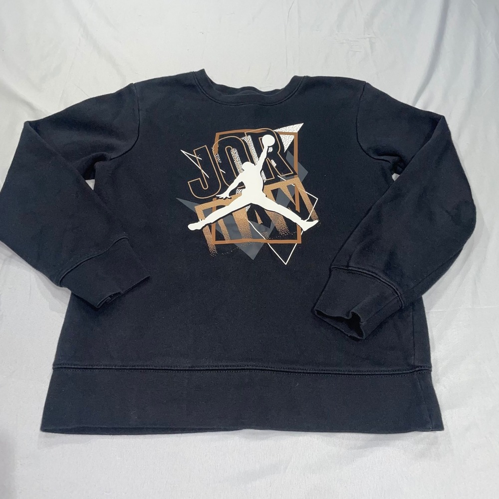 Jordan‎ Black Jumpman Graphic Crew Neck Sweatshirt Boys Size M 10-12Y C674-023